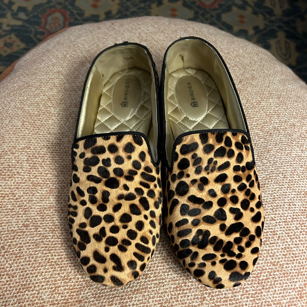 Leopard print horsehair Birdies loafers size 8